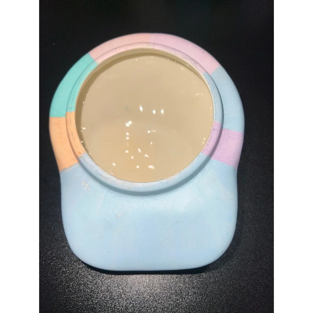 Vintage Ceramic American Bisque Elephant Cookie Jar Pastel Hand Painted Nursery